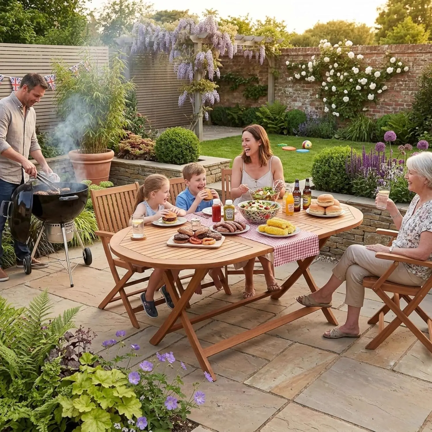 Table de jardin 6 places en bois vue 2
