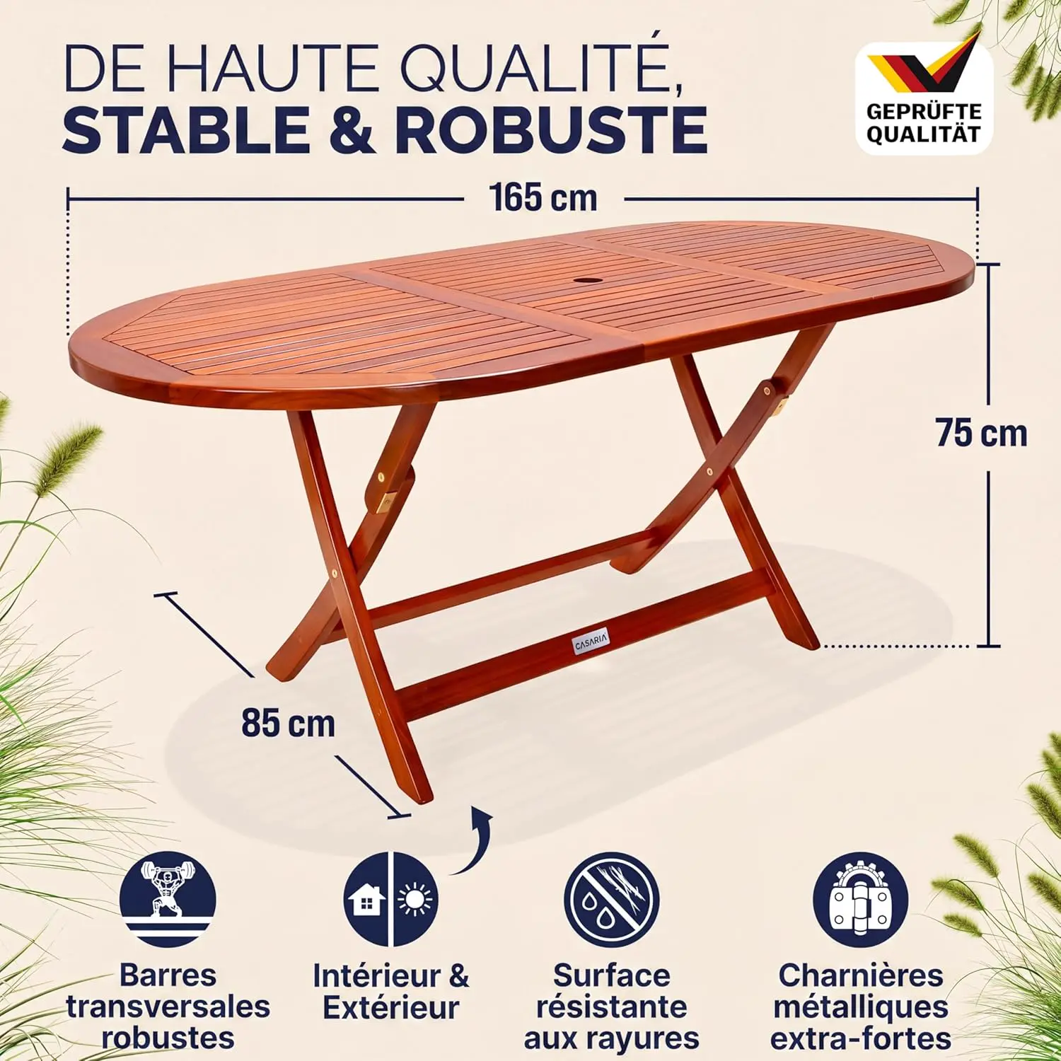Table de jardin 6 places en bois vue 3