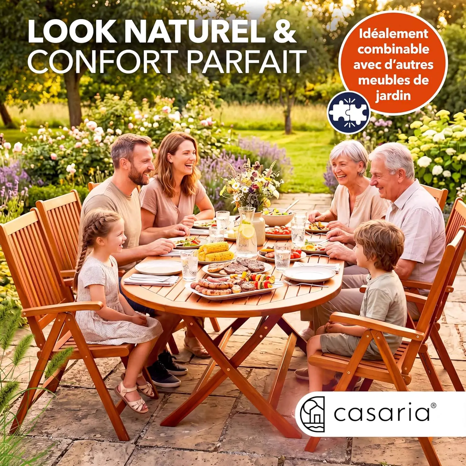 Table de jardin 6 places en bois vue 6