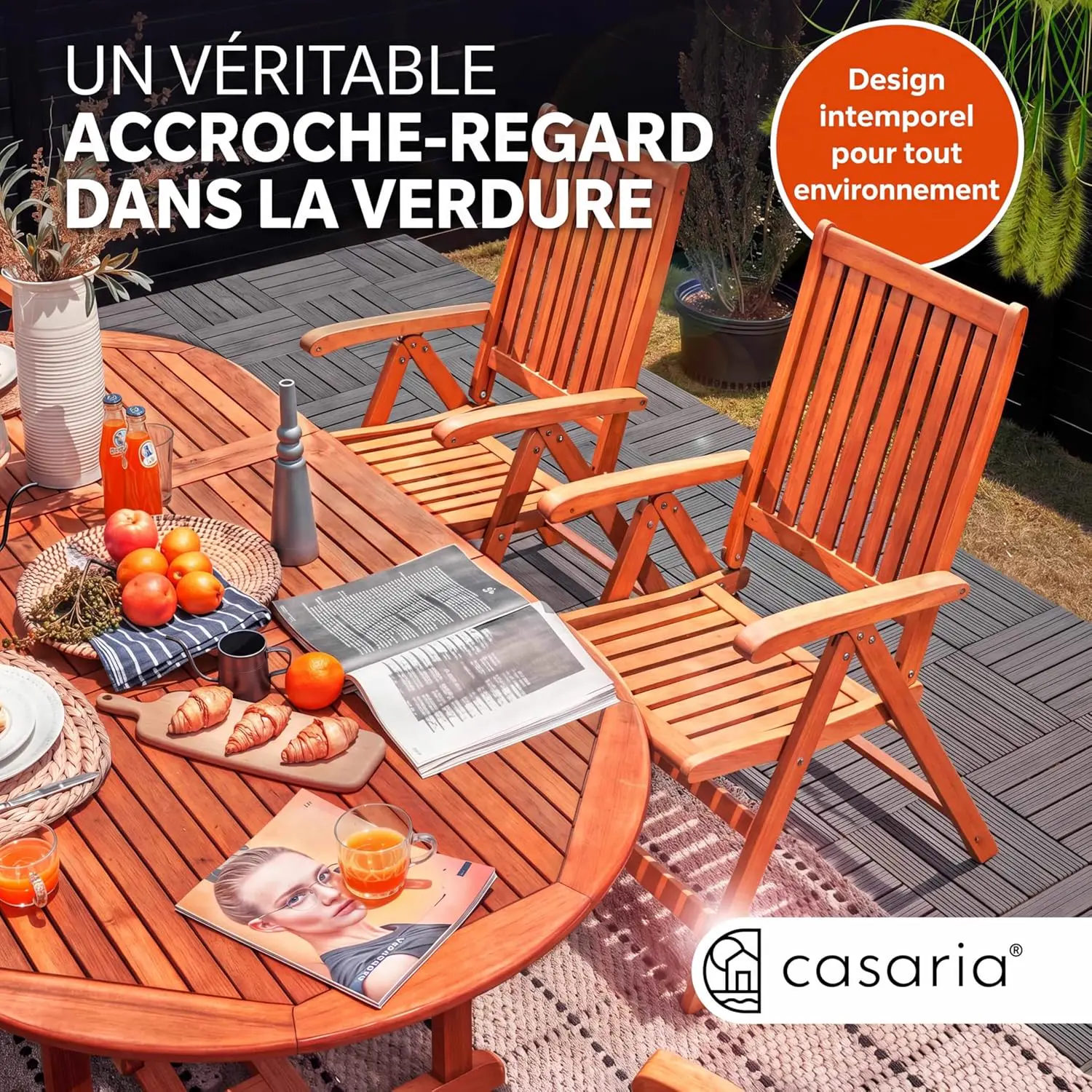 Table de jardin 6 places en bois vue 7