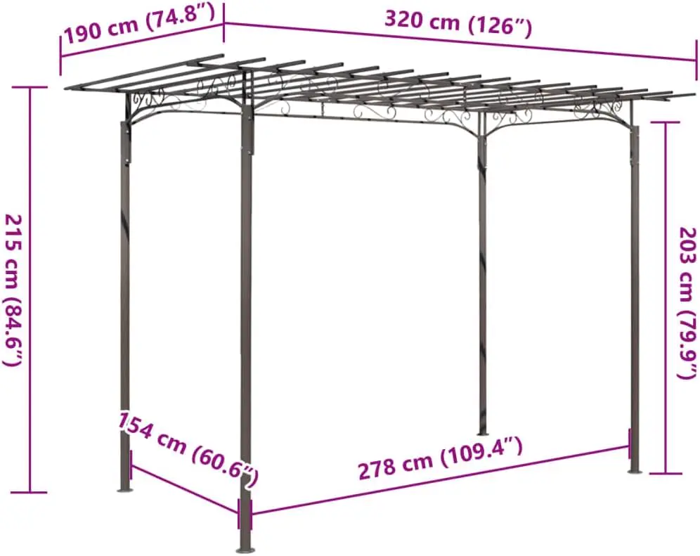 Tonnelle en métal anthracite vue 3