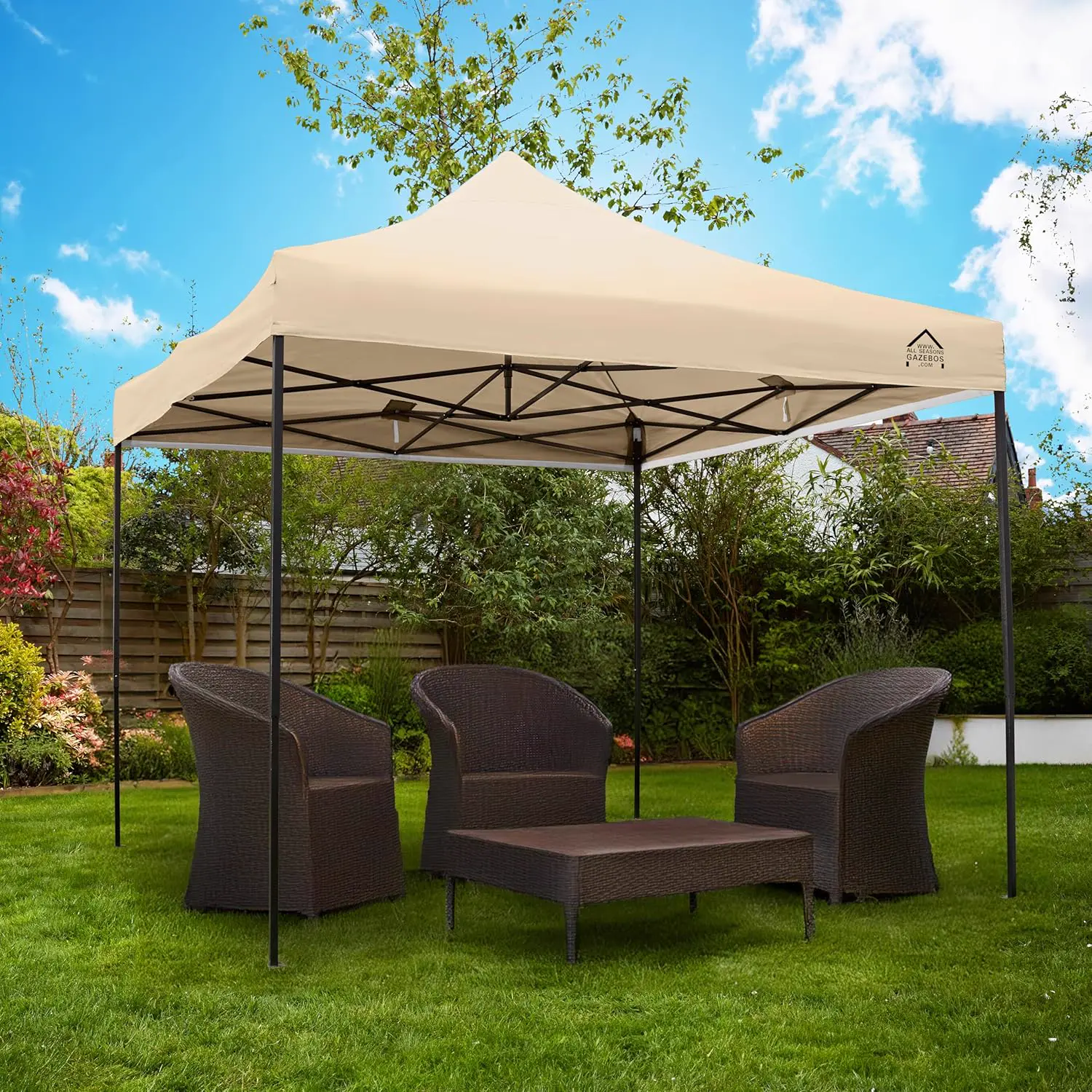 Tonnelle en métal beige 3x3 m vue 3