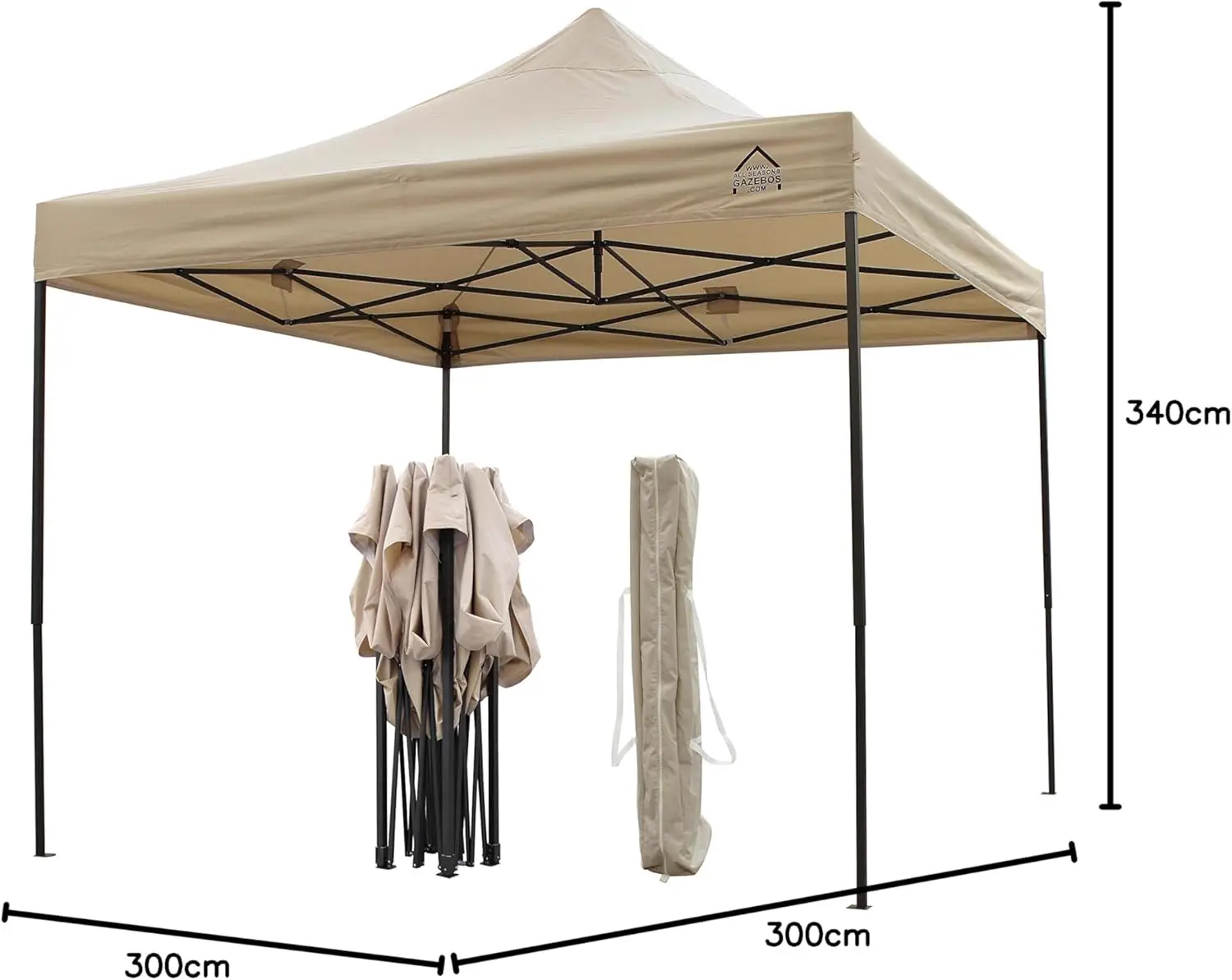Tonnelle en métal beige 3x3 m vue 11