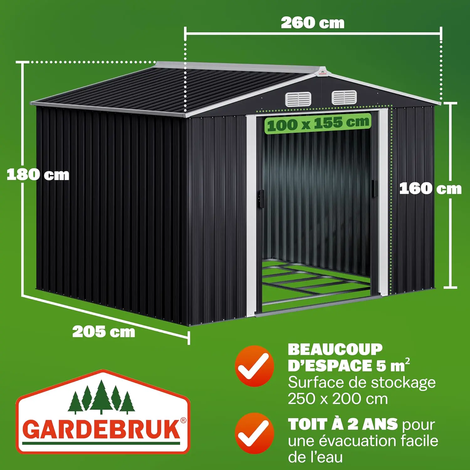 Abri de jardin en métal en métal 3 m² vue 3