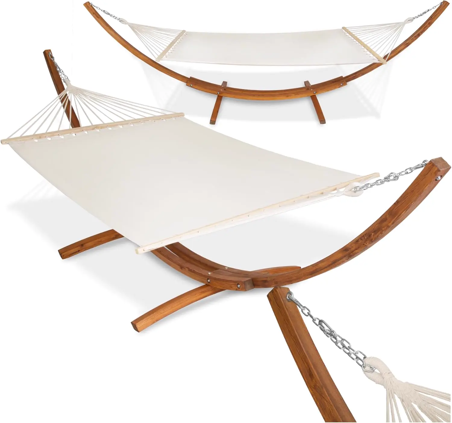 tectake® Hamac sur Pied XXL Hamac 2 Places Coton avec Support en Bois