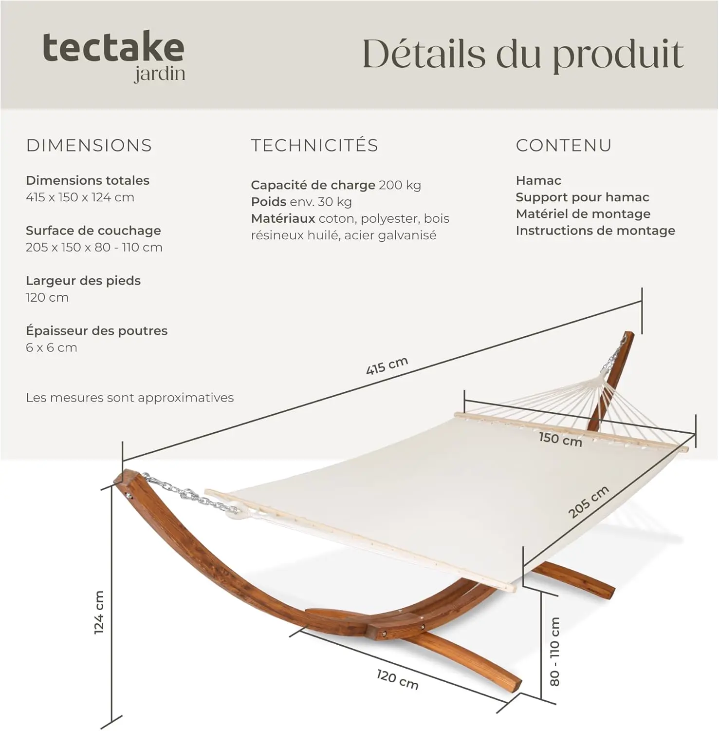 Fauteuils suspendus 2 places en bois vue 6