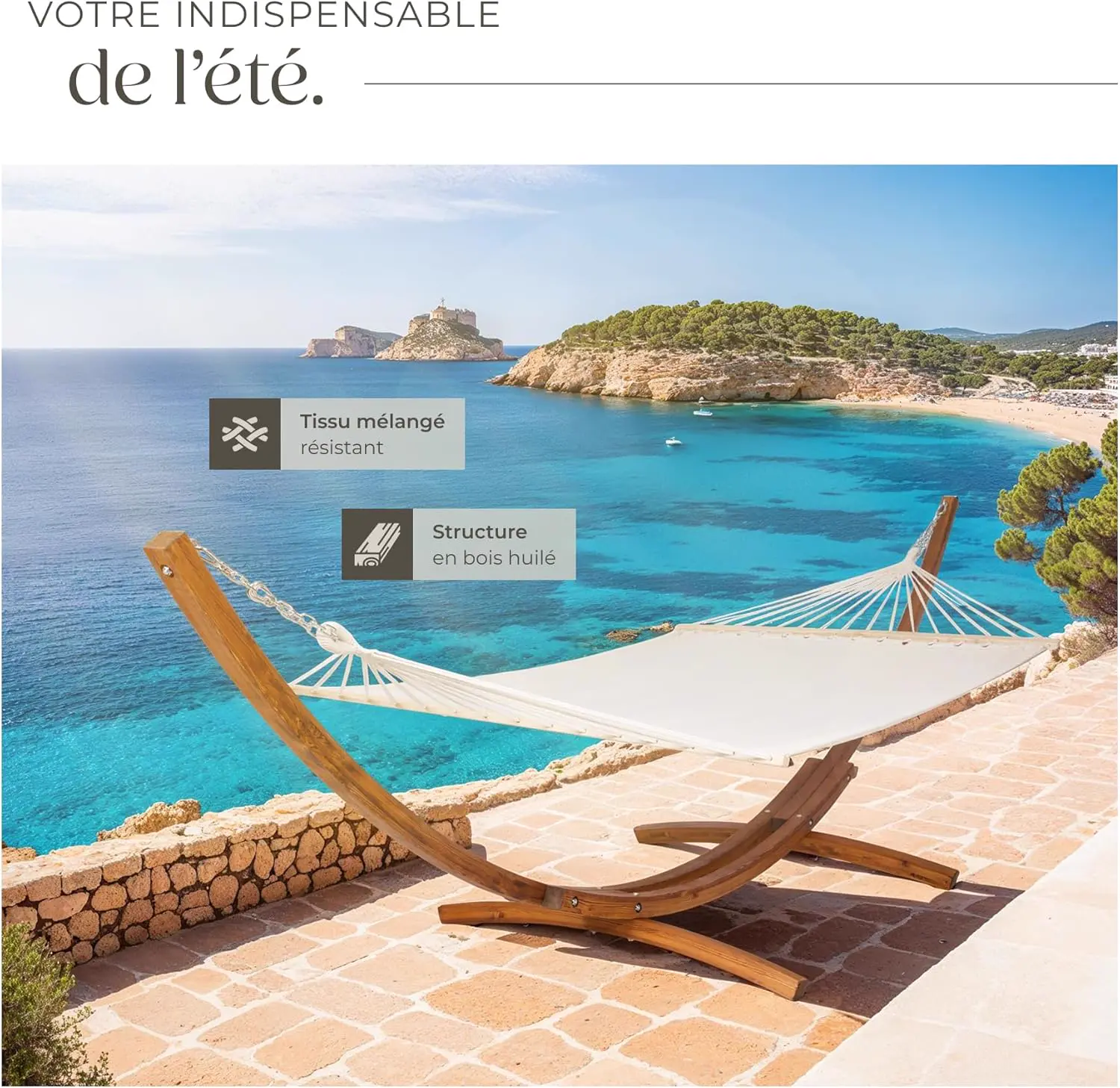Fauteuils suspendus 2 places en bois vue 7