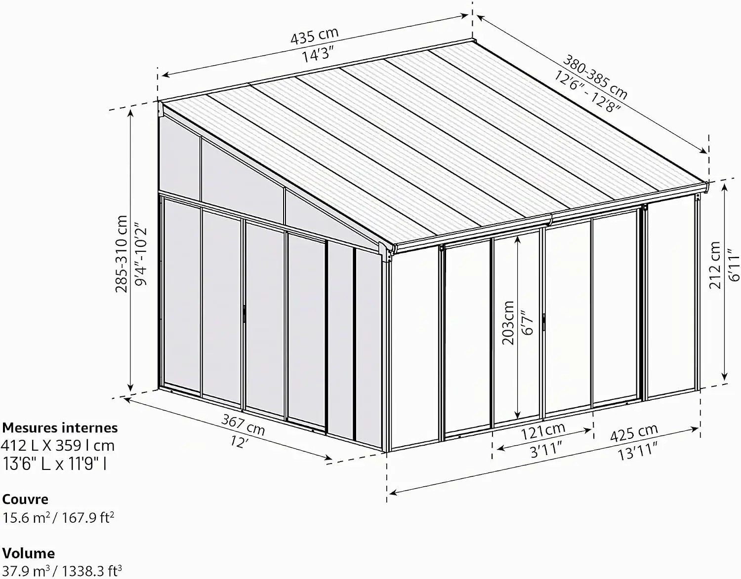 Pergola en aluminium 16,7 m² vue 2