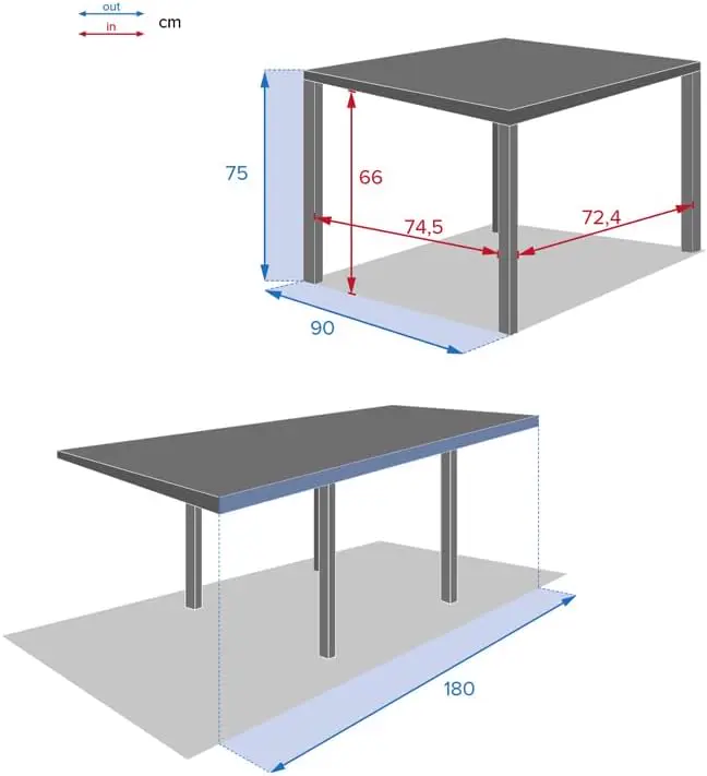 Table de jardin 4 places en aluminium gris vue 3