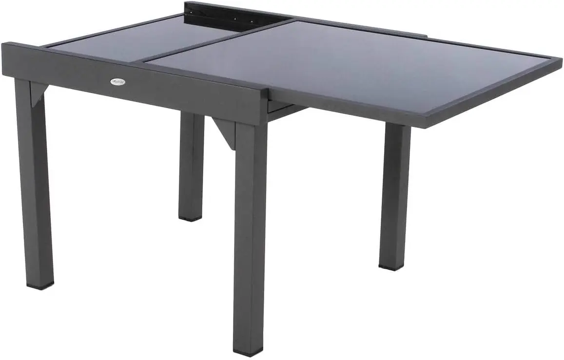 Table de jardin 4 places en aluminium gris vue 4