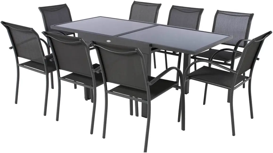 Table de jardin 4 places en aluminium gris vue 5