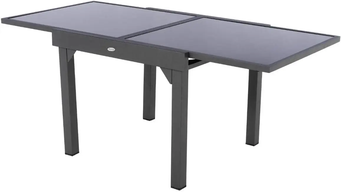 Table de jardin 4 places en aluminium gris vue 6