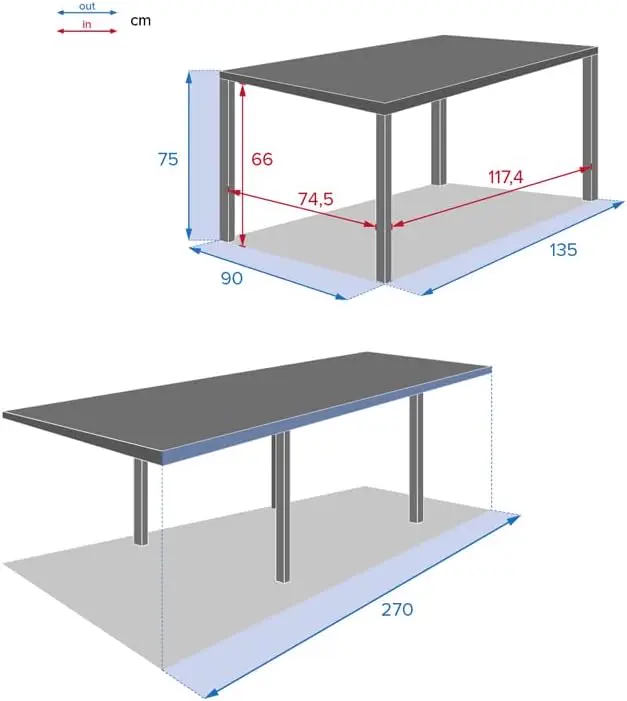 Table de jardin 10 places en aluminium gris vue 3