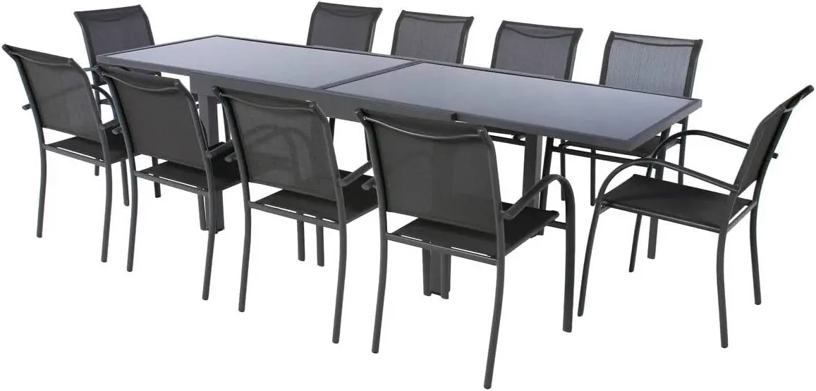 Table de jardin 10 places en aluminium gris vue 6