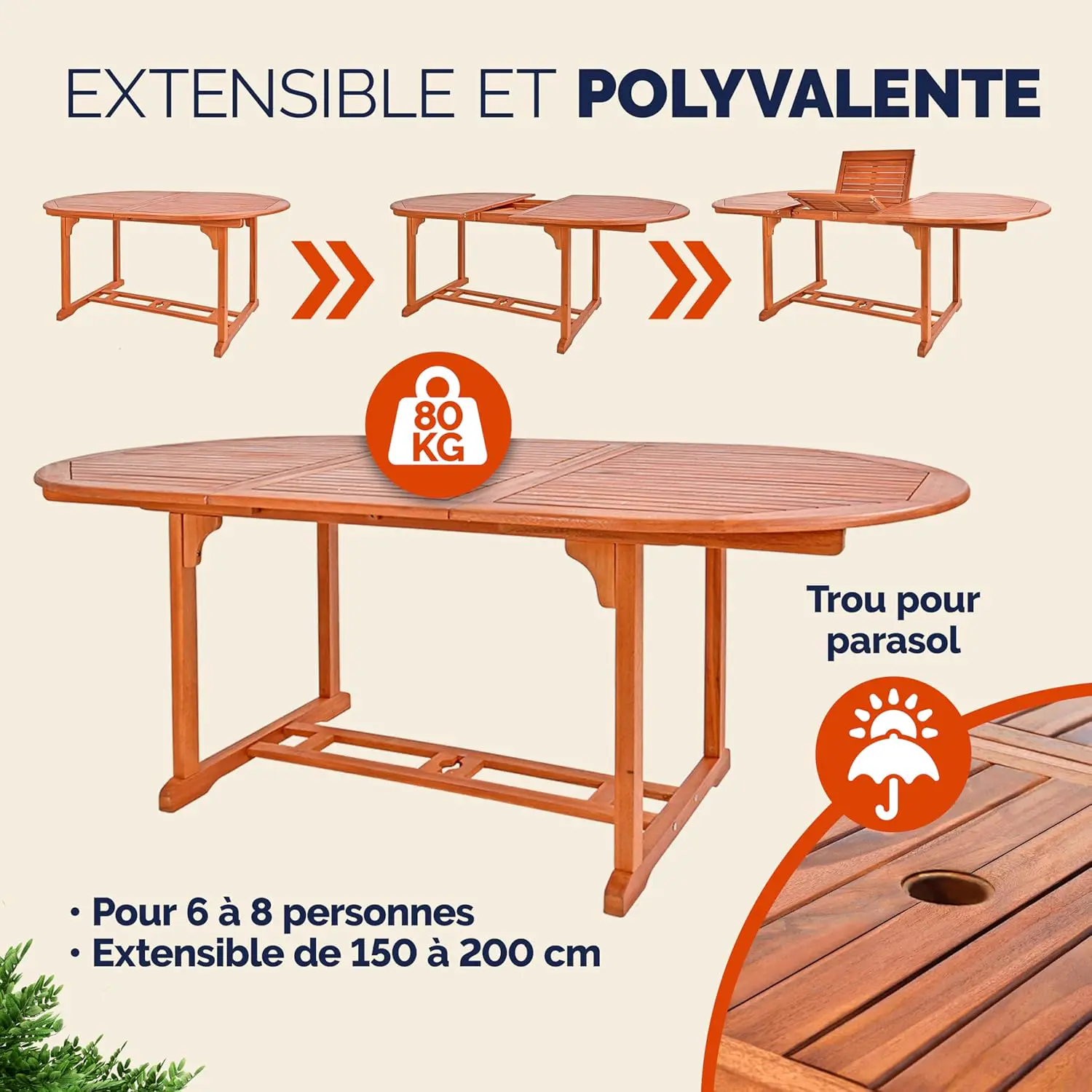 Table de jardin 8 places en bois vue 4