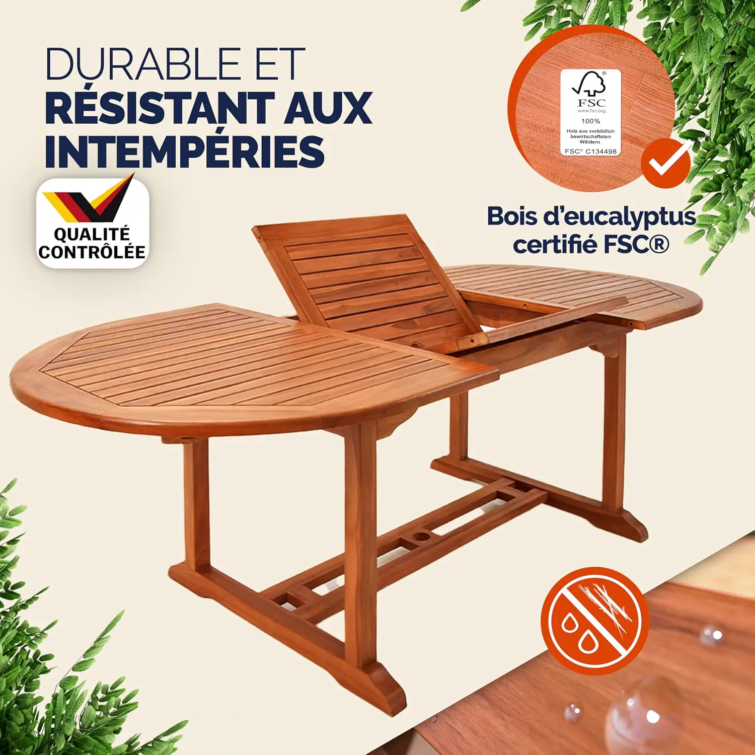 Table de jardin 8 places en bois vue 6