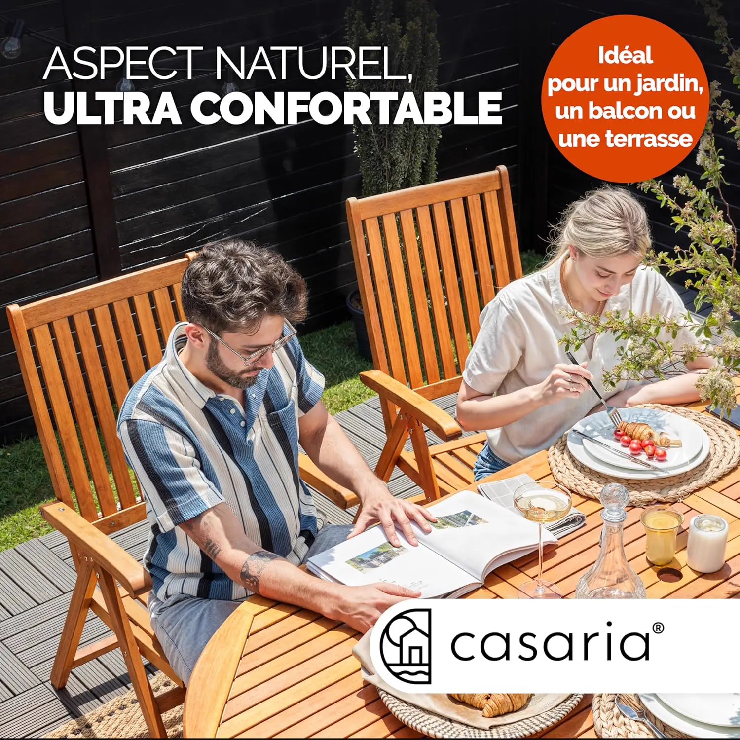 Table de jardin 8 places en bois vue 7
