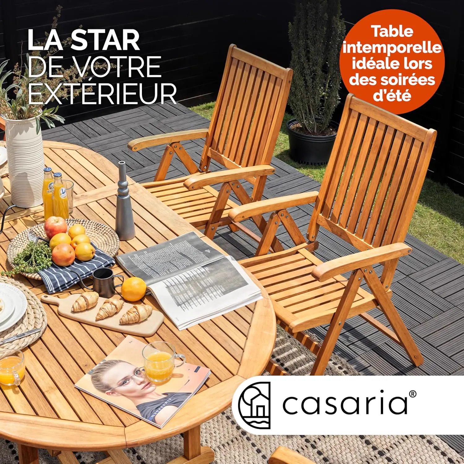 Table de jardin 8 places en bois vue 8