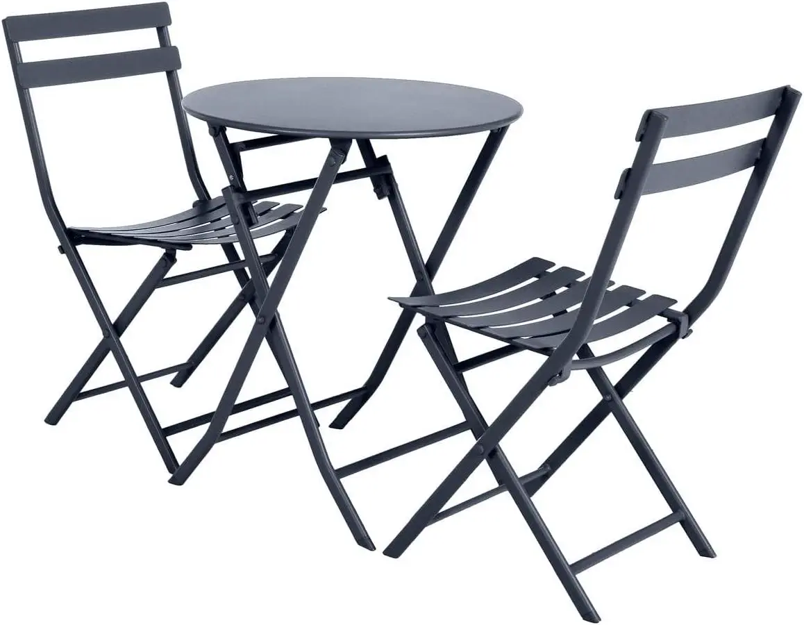 Table de jardin 2 places en métal gris vue 4