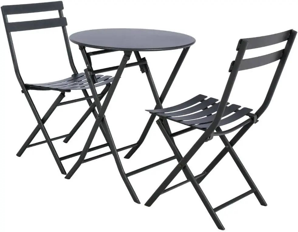 Table de jardin 2 places en métal gris vue 7