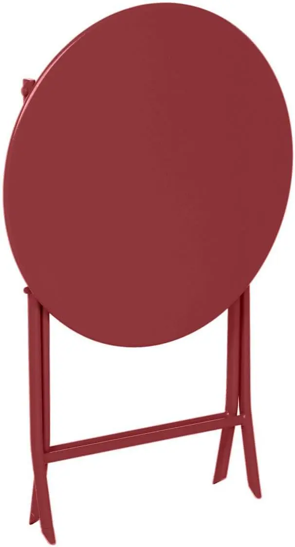 Table de jardin 2 places en métal rouge vue 5