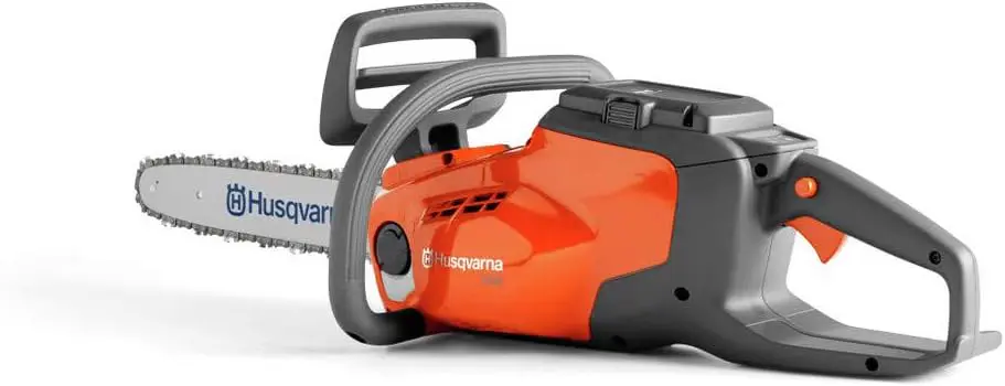 Tronçonneuse électrique en bois gris/orange vue 3