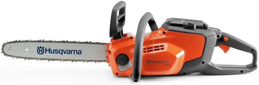 Tronçonneuse électrique en bois gris/orange vue 4