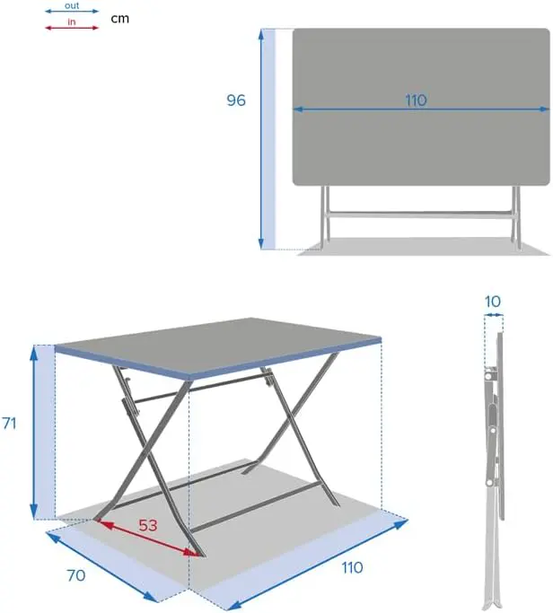 Table de jardin en métal vue 3