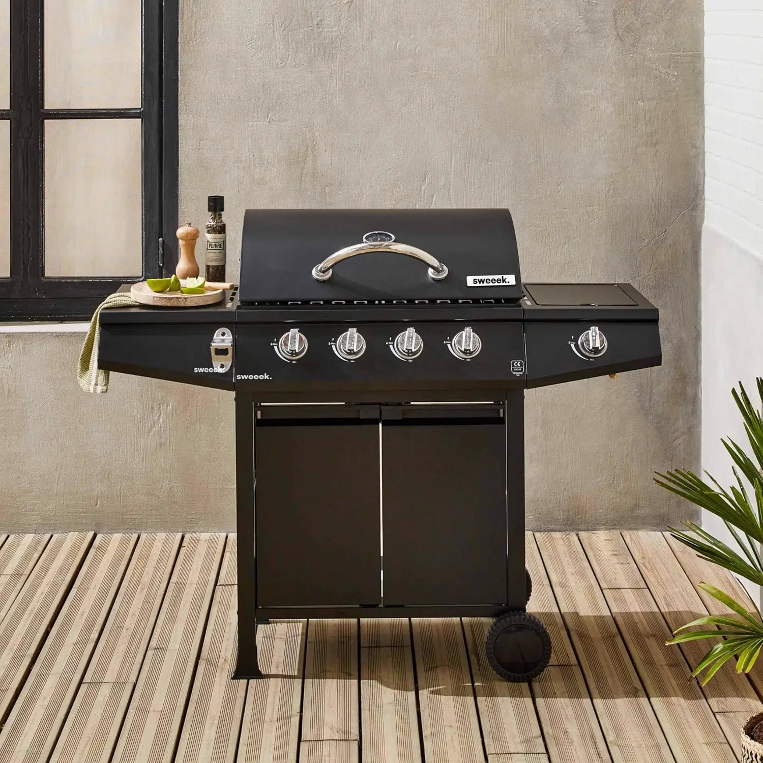 Barbecue à gaz en métal noir vue 2