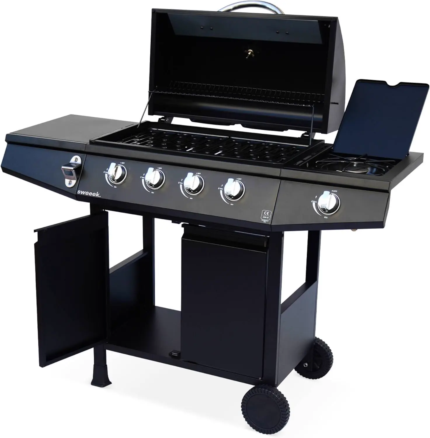 Barbecue à gaz en métal noir vue 3