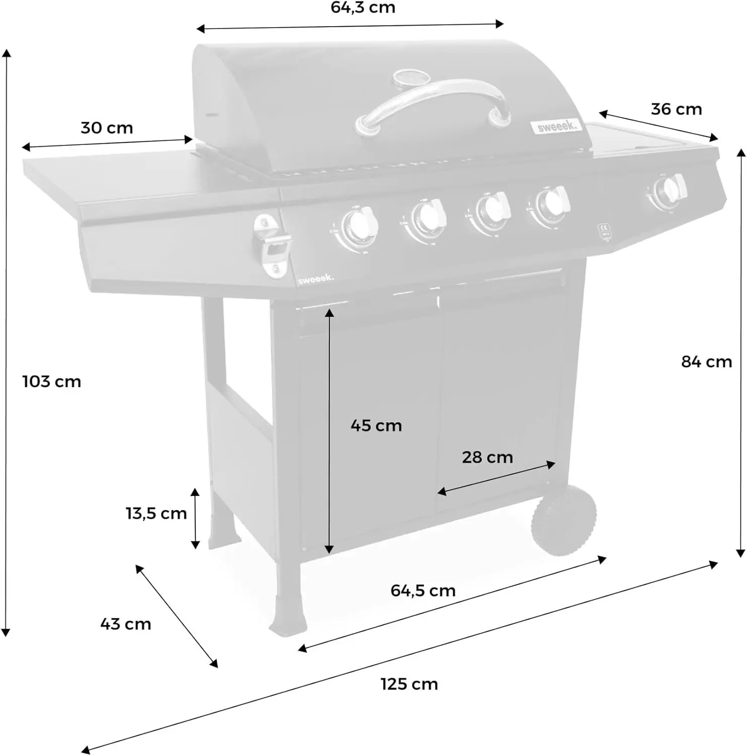 Barbecue à gaz en métal noir vue 4