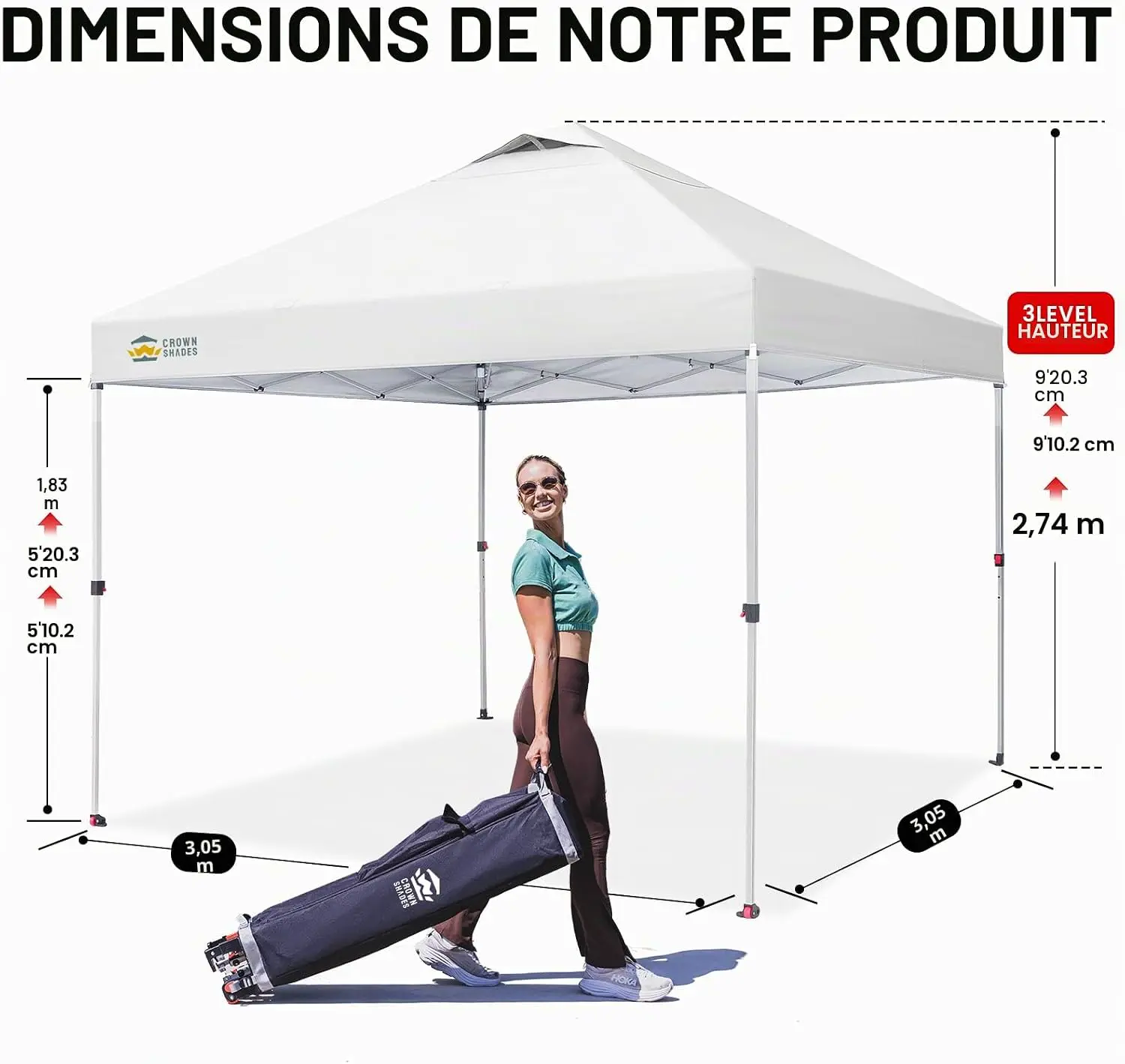 Tonnelle en métal sable 3x3 m vue 7