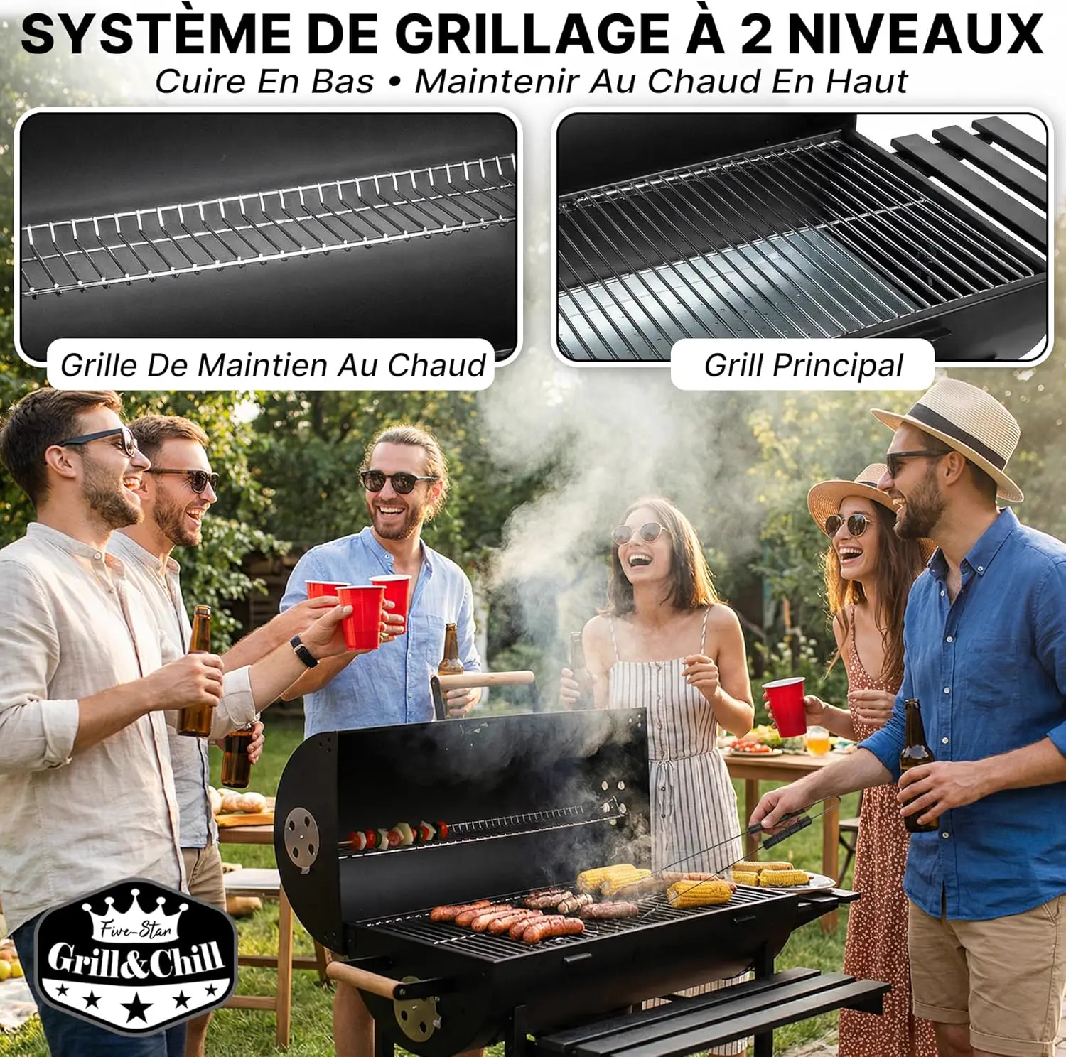 Barbecue à charbon en bois vue 4