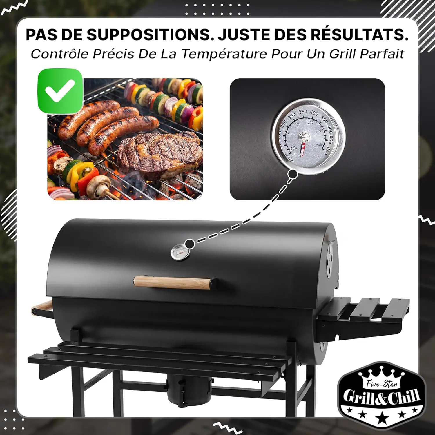 Barbecue à charbon en bois vue 5