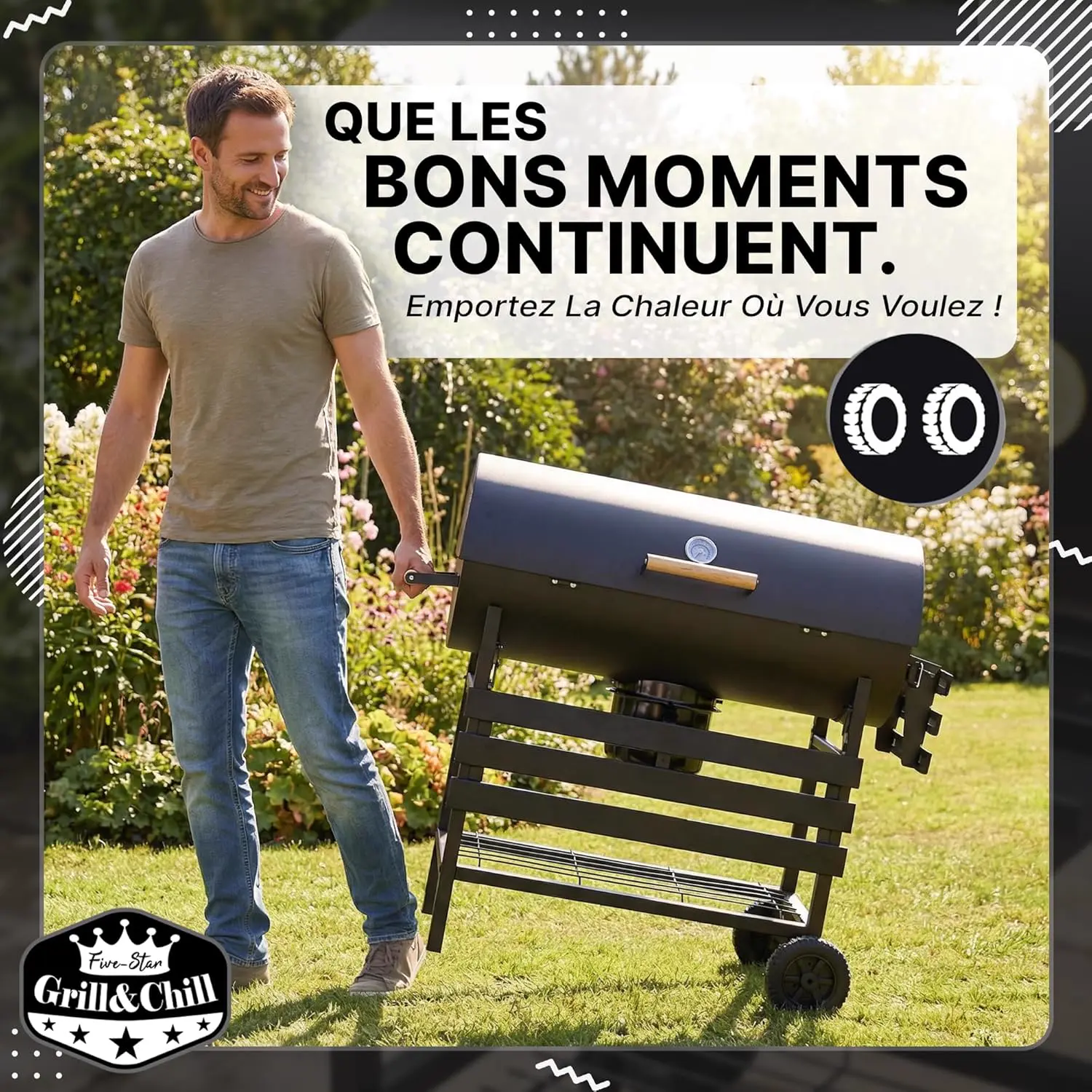 Barbecue à charbon en bois vue 7