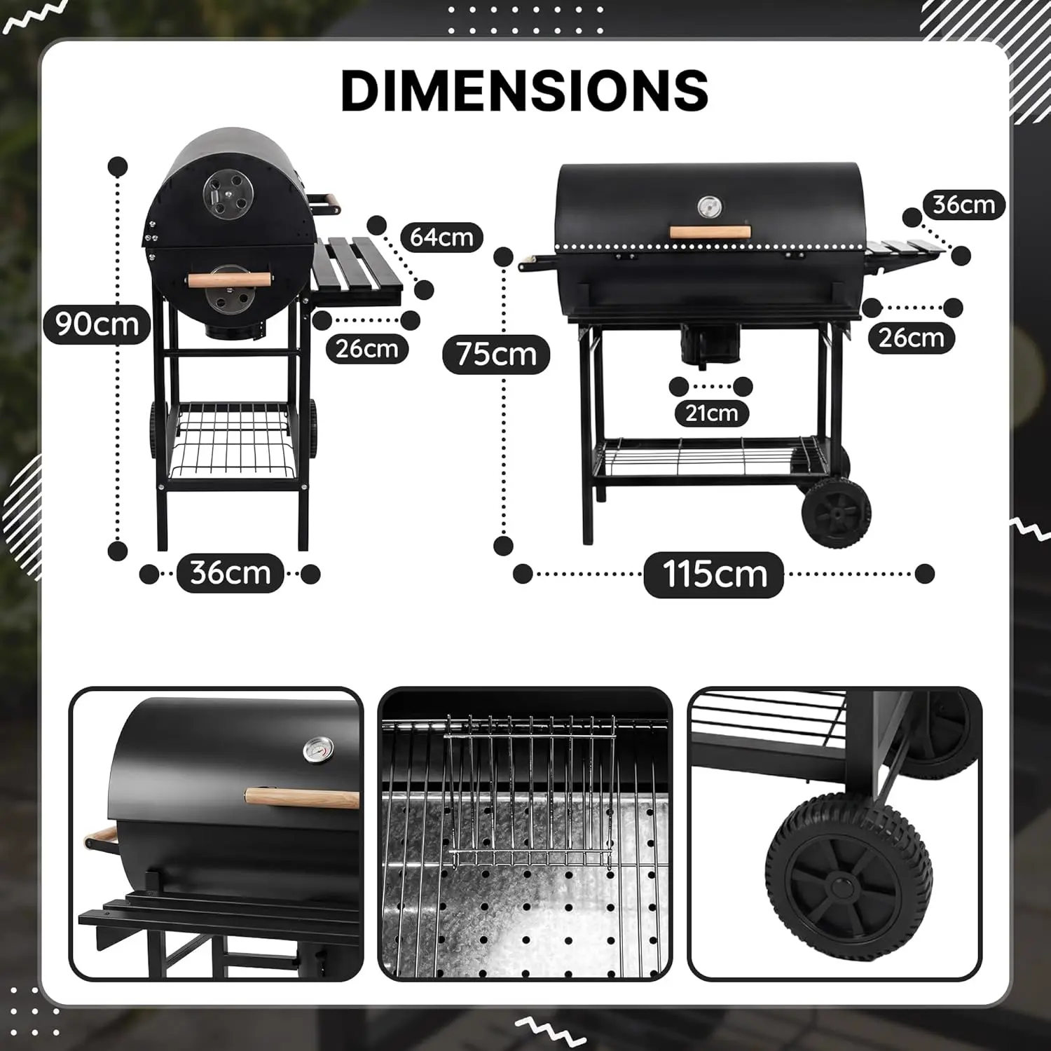 Barbecue à charbon en bois vue 9