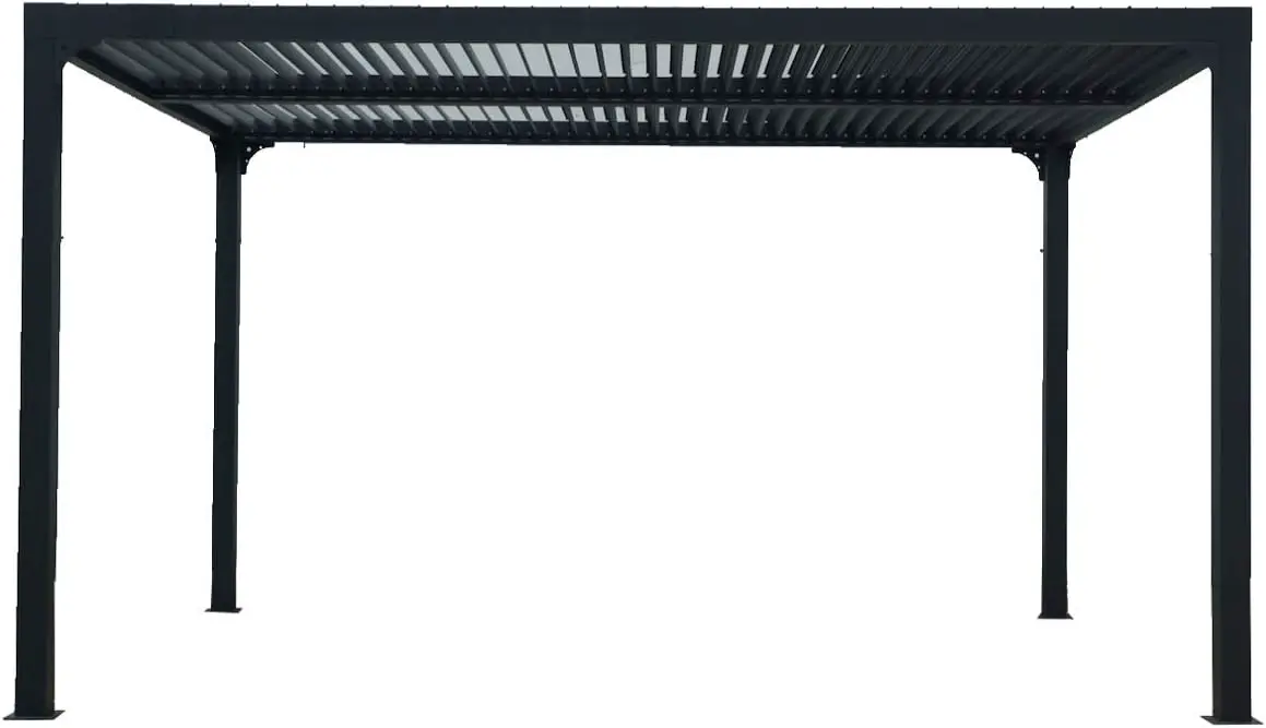 Pergola en aluminium gris 3x2,3 m vue 3
