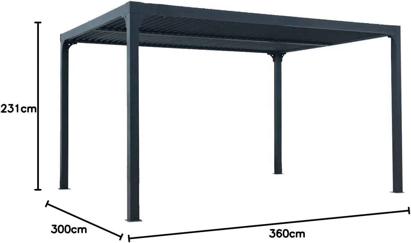 Pergola en aluminium gris 3x2,3 m vue 6