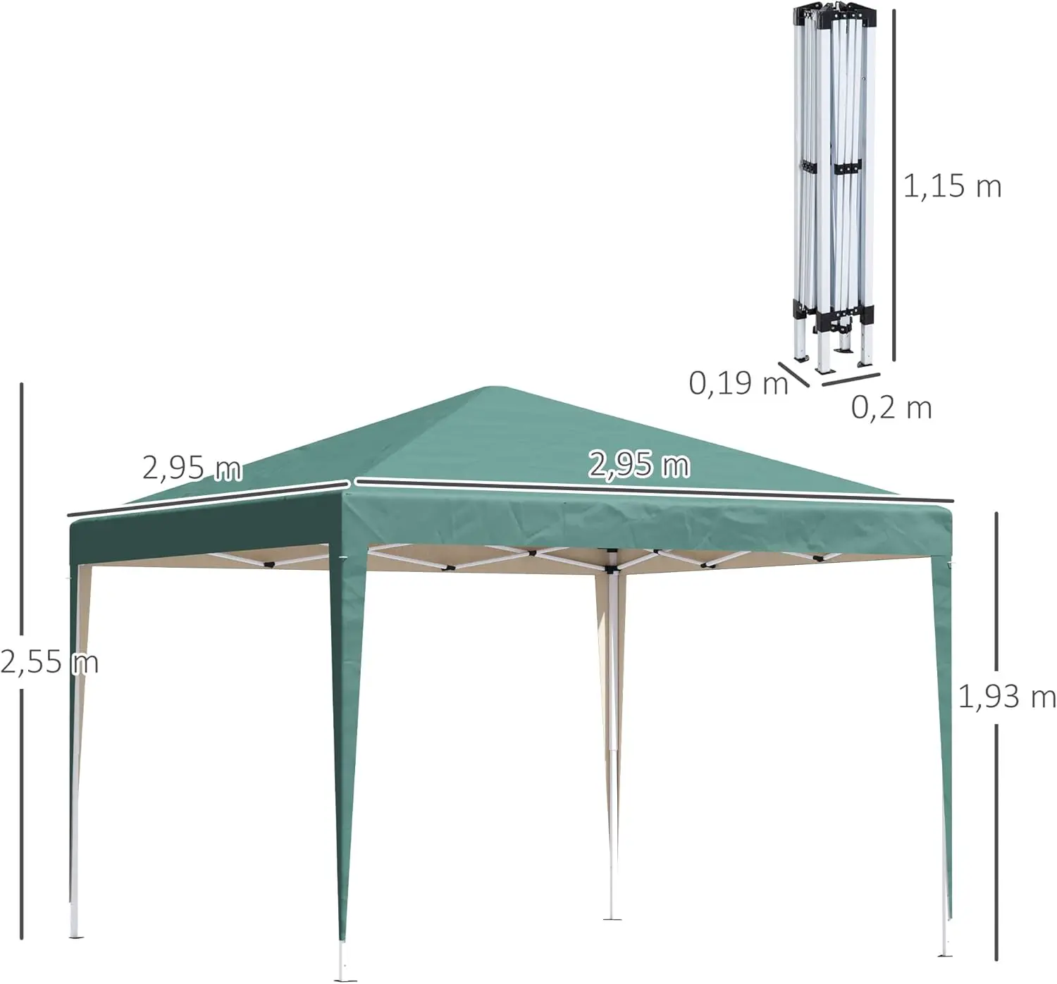 Tonnelle en métal vert 3x3 m vue 7
