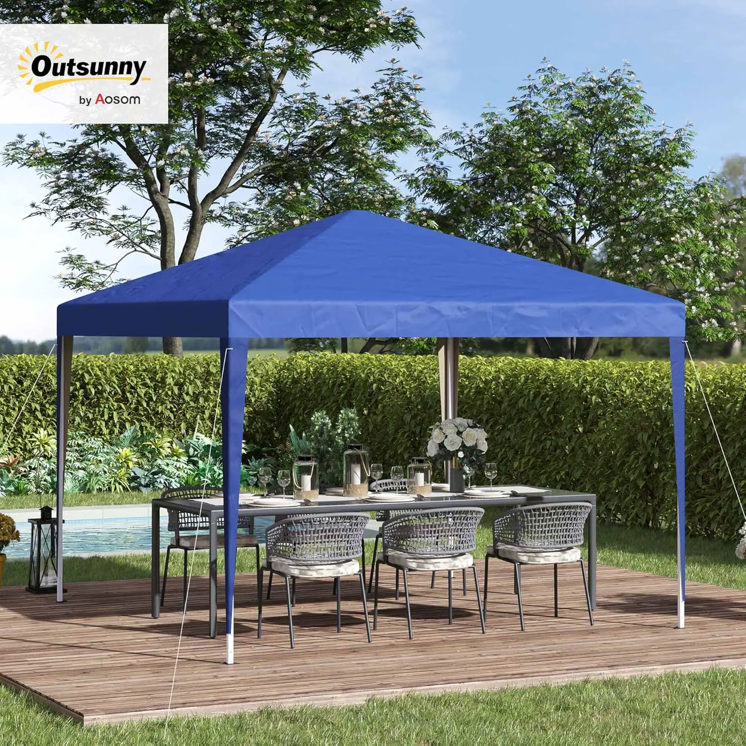 Tonnelle en métal bleu 3x3 m vue 2