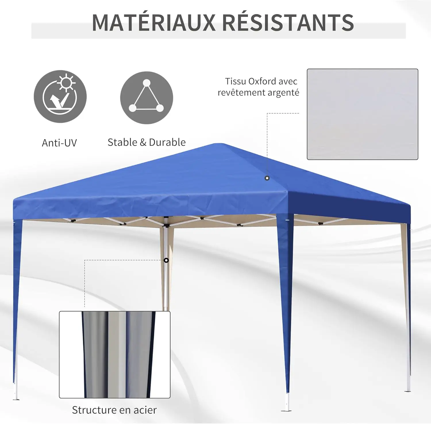 Tonnelle en métal bleu 3x3 m vue 3