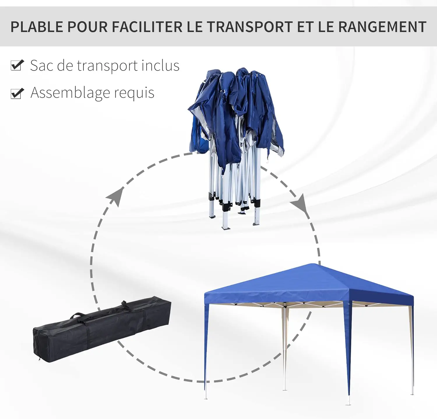 Tonnelle en métal bleu 3x3 m vue 4