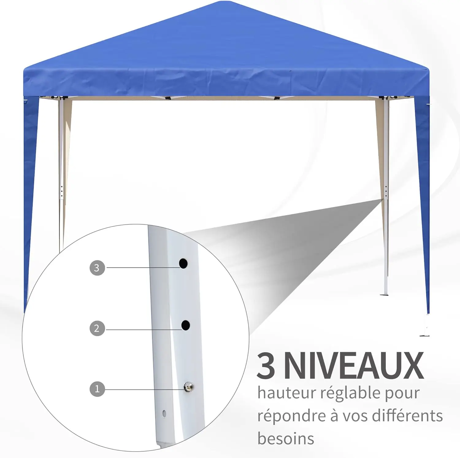 Tonnelle en métal bleu 3x3 m vue 5