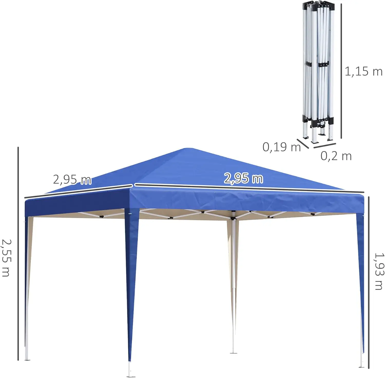 Tonnelle en métal bleu 3x3 m vue 7