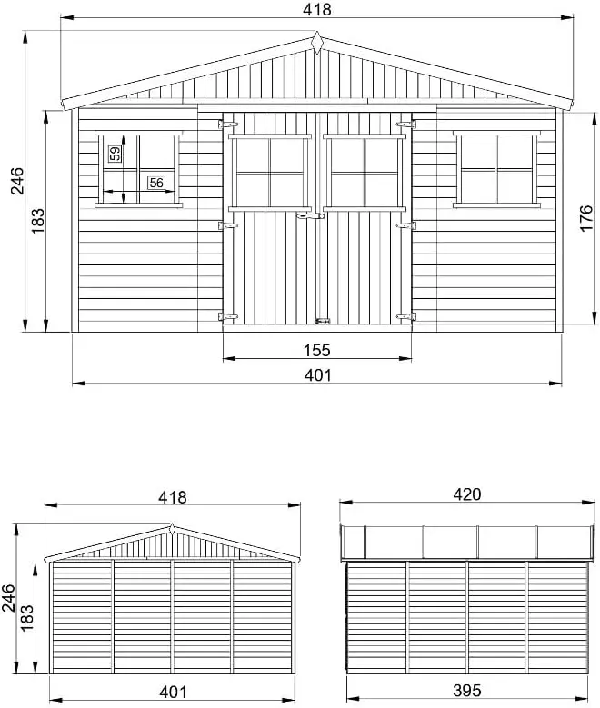 Abri de jardin en bois en bois naturel 15 m² vue 5
