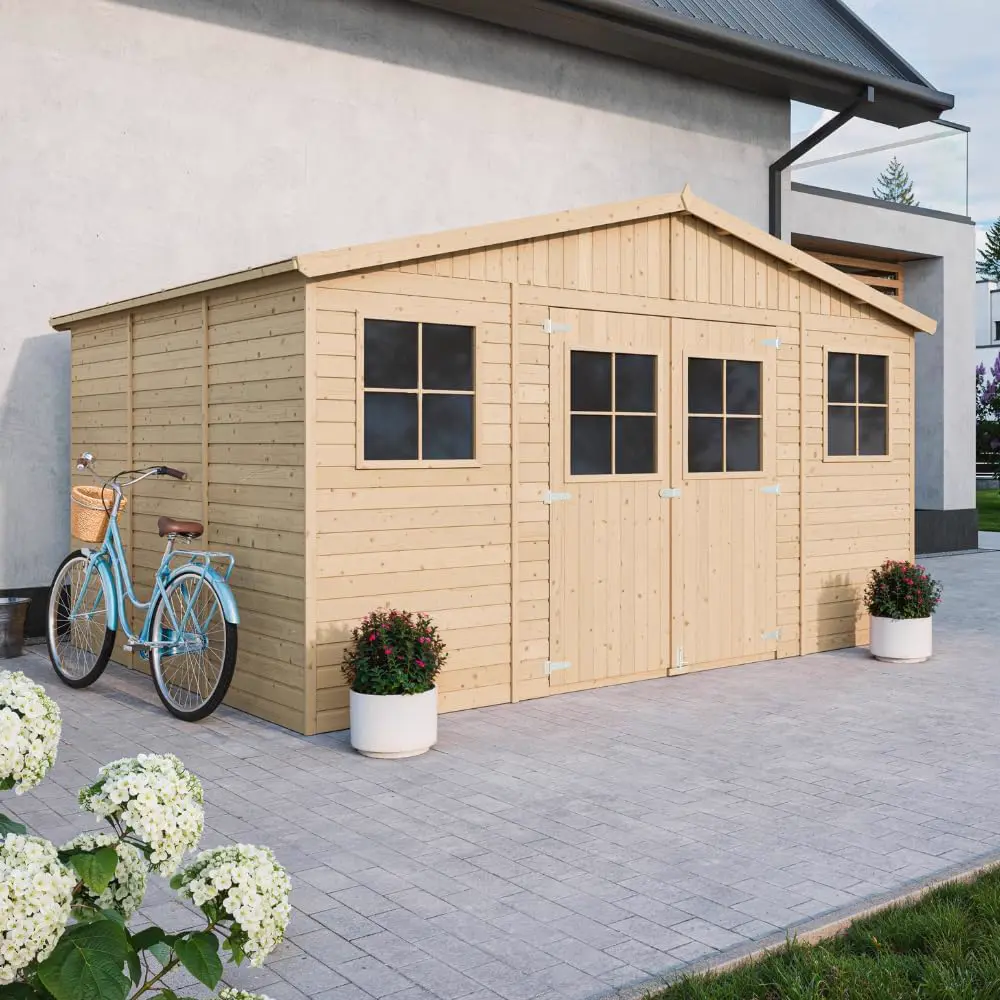 Abri de jardin bois 12 m² naturel