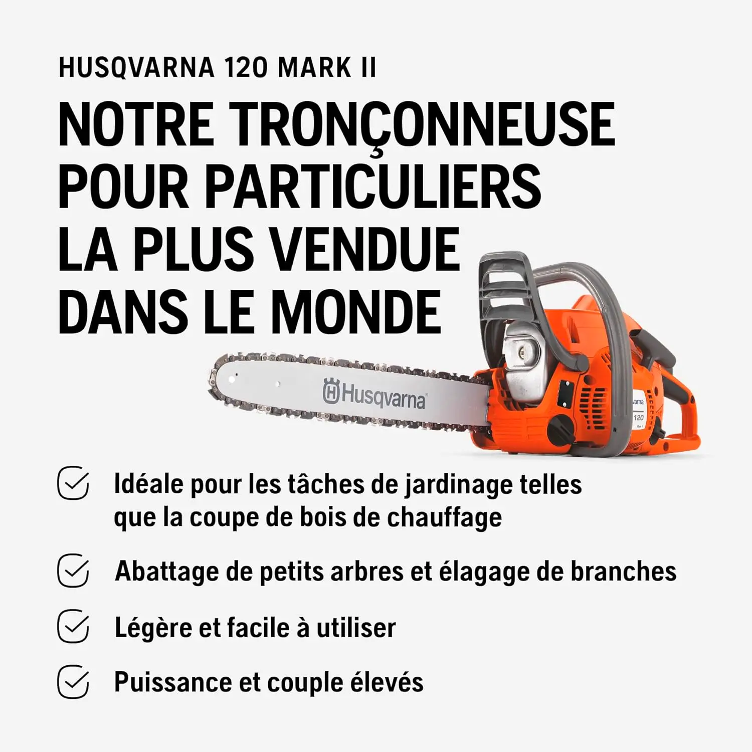 Tronçonneuse thermique en bois vue 3