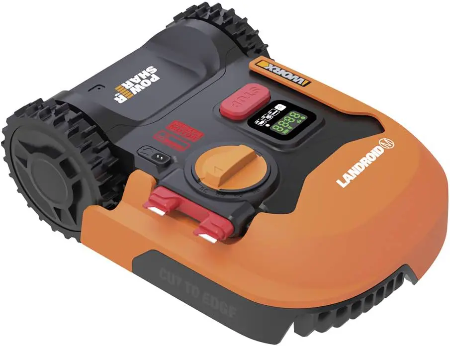 Robot tondeuse orange vue 1