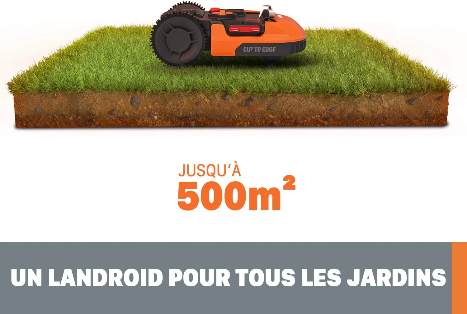 Robot tondeuse orange vue 3
