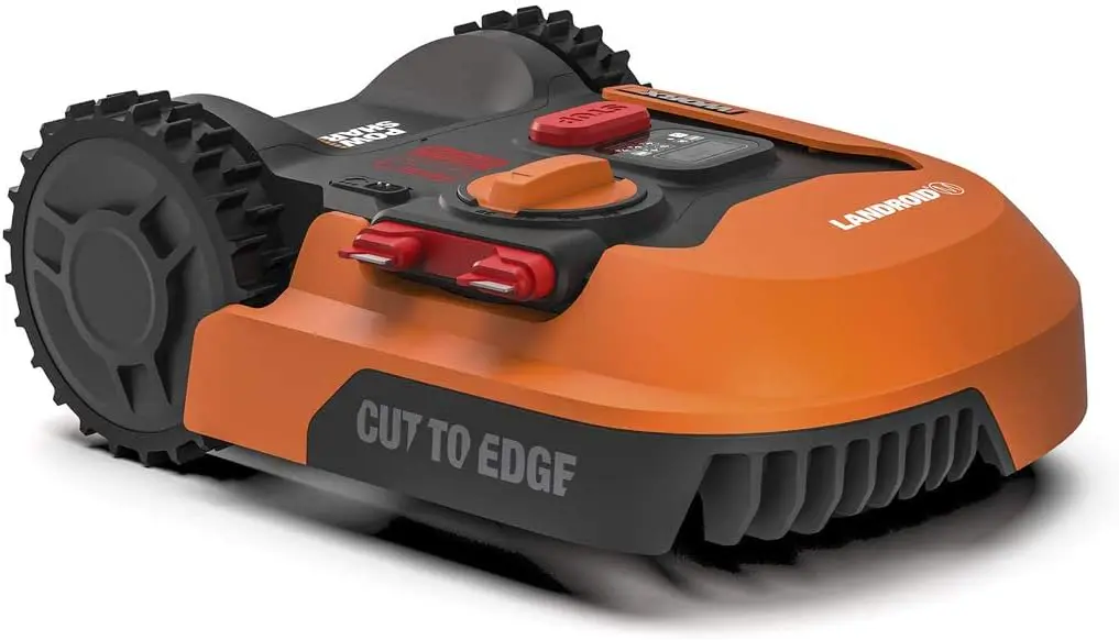 Robot tondeuse orange vue 1